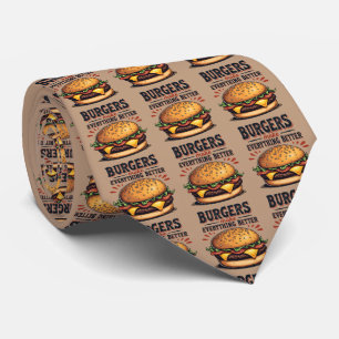 Retro Hamburgerliefhebber Vintage Typografie Eetku Stropdas