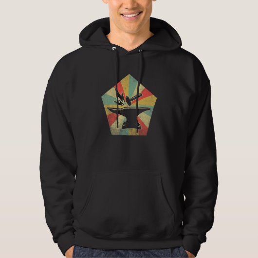Retro  Hammer & Anvil Blacksmith Hoodie (Voorkant)