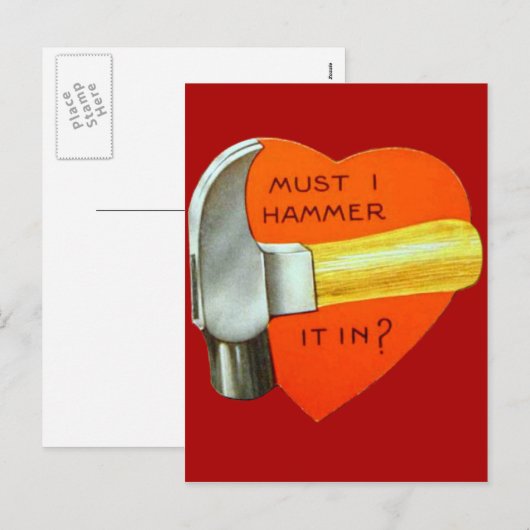  Retro Hammer Valentijn Kaart (Voorkant / Achterkant)