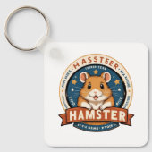 Retro Hamster Ringen Embleem Kunst Sleutelhanger (Voorkant)