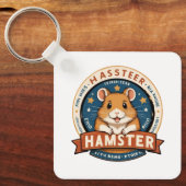 Retro Hamster Ringen Embleem Kunst Sleutelhanger (Voorkant)