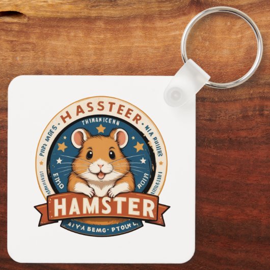 Retro Hamster Rings Emblem Art Sleutelhanger (Achterkant)