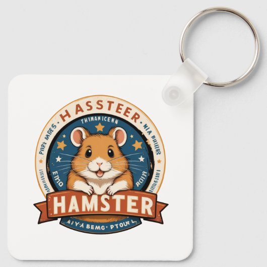 Retro Hamster Rings Emblem Art Sleutelhanger (Achterkant)