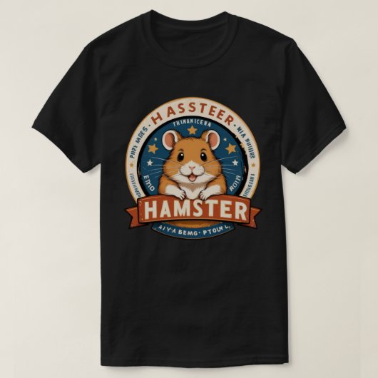 Retro Hamster Rings Emblem Art T-shirt (Design voorkant)