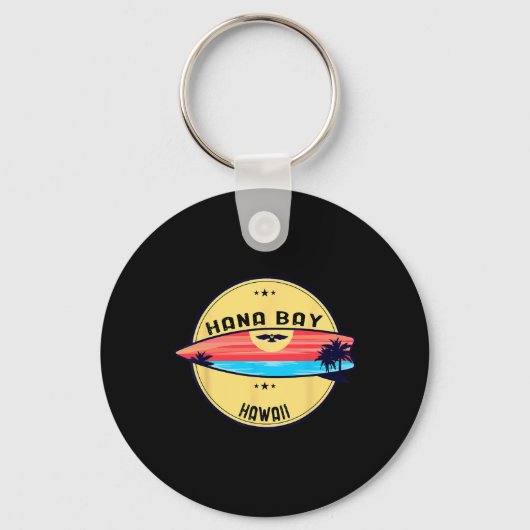Retro Hana Y Hawaii Strand Surfen Sleutelhanger (Voorkant)