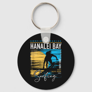 Retro Hanalei Y Kauai Noordkust Surfen Surfen Hawa Sleutelhanger