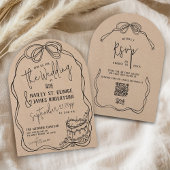 Retro Hand Drawn Bow Rustic Kraft Arch Wedding Kaart