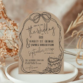 Retro Hand Drawn Bow Rustic Kraft Arch Wedding Kaart