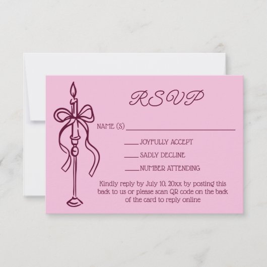 Retro Hand Drawn Burgundy Wedding Website QR Code RSVP Kaartje (Voorkant)