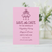 Retro Hand Drawn Champagne Tower Photo Wedding Save The Date (Staand voorkant)