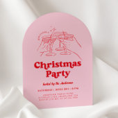 Retro Hand Drawn Christmas Party Invitation Kaart