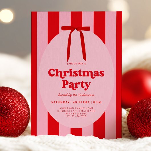 Retro Hand Drawn Christmas Party Invitation Kaart