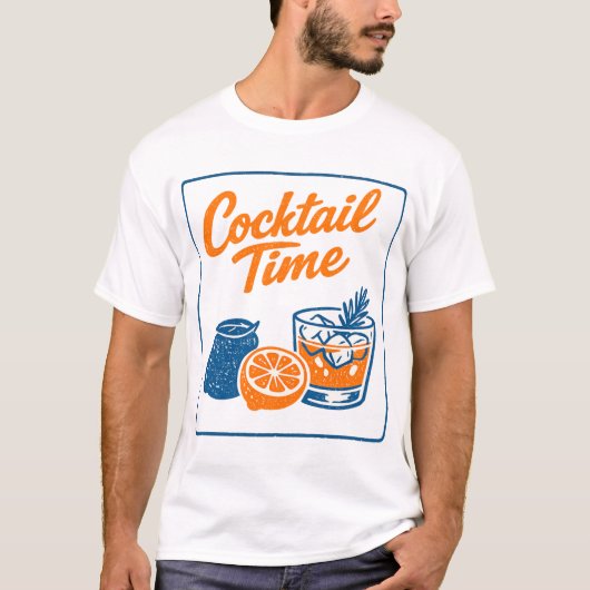Retro Hand Drawn Cocktail Time Lemons Bar Art T-shirt (Voorkant)