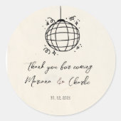 Retro Hand Drawn Disco Ball Illustration Ronde Sticker (Voorkant)