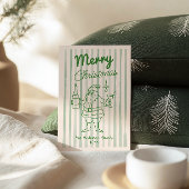 Retro Hand Drawn Festive Santa Champagne Christmas Feestdagenkaart