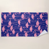 Retro Hand-Drawn Flamingo Pattern | Cool Coastal Strandlaken (Voorkant)