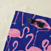 Retro Hand-Drawn Flamingo Pattern | Cool Coastal Strandlaken (In situ)