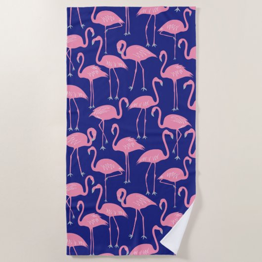 Retro Hand-Drawn Flamingo Pattern | Cool Coastal Strandlaken (Voorkant)