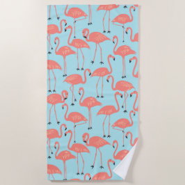 Retro Hand-Drawn Flamingo Pattern | Retro Miami Strandlaken