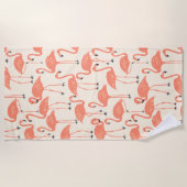 Retro Hand-Drawn Flamingo Pattern | Sunset Retro Strandlaken (Voorkant)
