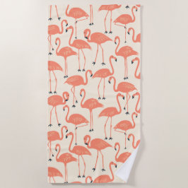 Retro Hand-Drawn Flamingo Pattern | Sunset Retro Strandlaken