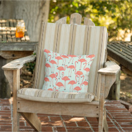 Retro Hand-Drawn Flamingo | Tropical Pattern Coral Buitenkussen