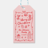 Retro Hand Drawn Friendsmas Christmas Party Cadeaulabel (Voorkant)