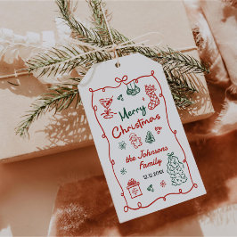 Retro Hand Drawn Friendsmas Christmas Party Cadeaulabel