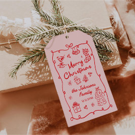 Retro  Hand Drawn Friendsmas Christmas Party Cadeaulabel