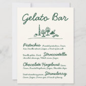 Retro Hand-Drawn Gelato Bar Trouwtafel Teken Kaart (Voorkant)