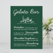 Retro Hand-Drawn Gelato Bar Trouwtafel Teken Kaart (Staand voorkant)