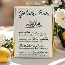 Retro Hand-Drawn Gelato Bar Trouwtafel Teken Kaart