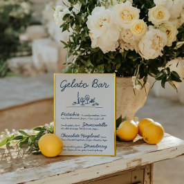 Retro Hand-Drawn Gelato Bar Trouwtafel Teken Kaart