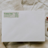 Retro Hand Drawn Green Funny Christmas Tree  Etiket