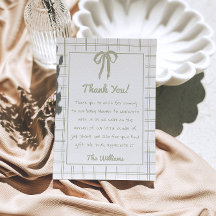 Retro Hand Drawn Green Gingham Bow Baby Shower