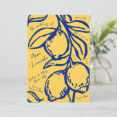 Retro Hand Drawn Handwritten Blue Italian Wedding Kaart (Staand voorkant)