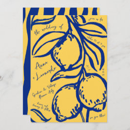 Retro Hand Drawn Handwritten Blue Italian Wedding Kaart