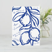 Retro Hand Drawn Handwritten Blue Italian Wedding Kaart (Staand voorkant)