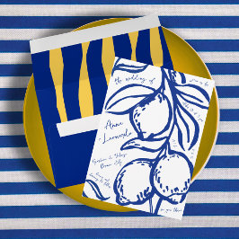 Retro Hand Drawn Handwritten Blue Italian Wedding Kaart