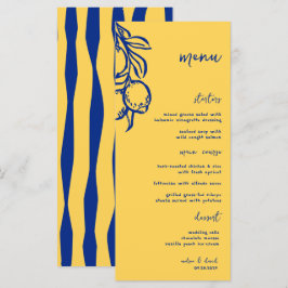 Retro Hand Drawn Handwritten Blue Italian Wedding Menu