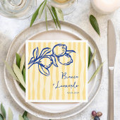 Retro Hand Drawn Handwritten Blue Italian Wedding Servet