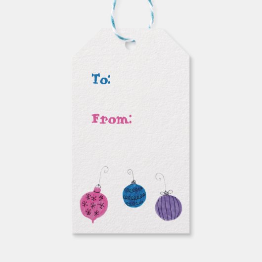 Retro Hand-Drawn kerstornament midden in de eeuw Cadeaulabel (Achterkant)