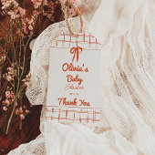 Retro Hand Drawn Neutral Bow Gingham Baby Shower Cadeaulabel
