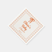 Retro Hand Drawn Orang Bow Gingham Baby Shower Servet (Hoek)