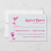 Retro Hand Drawn Pink Colorful Funky Wedding RSVP Kaartje (Voorkant)