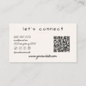 Retro Hand Drawn Pink Yellow Stripes QR Code Boho Visitekaartje (Achterkant)