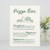 Retro Hand-Drawn Pizza Bar Trouwtafel Teken Kaart (Staand voorkant)