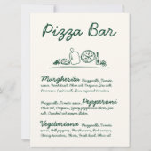 Retro Hand-Drawn Pizza Bar Trouwtafel Teken Kaart (Voorkant)