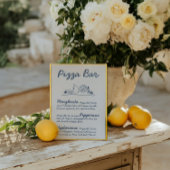 Retro Hand-Drawn Pizza Bar Trouwtafel Teken Kaart