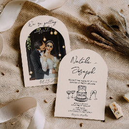 Retro Hand Drawn Quirky Arched Photo Wedding Kaart